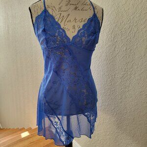 NWOT Blue Mesh and Lace Chemise Lingerie